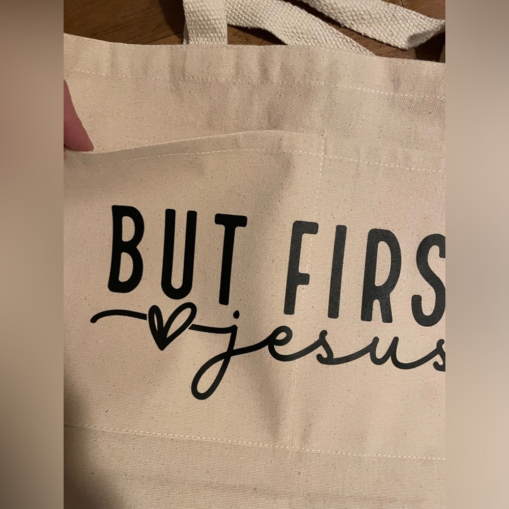 But First Jesus Canvas Tote Bag NEW - Picture 2 of 2